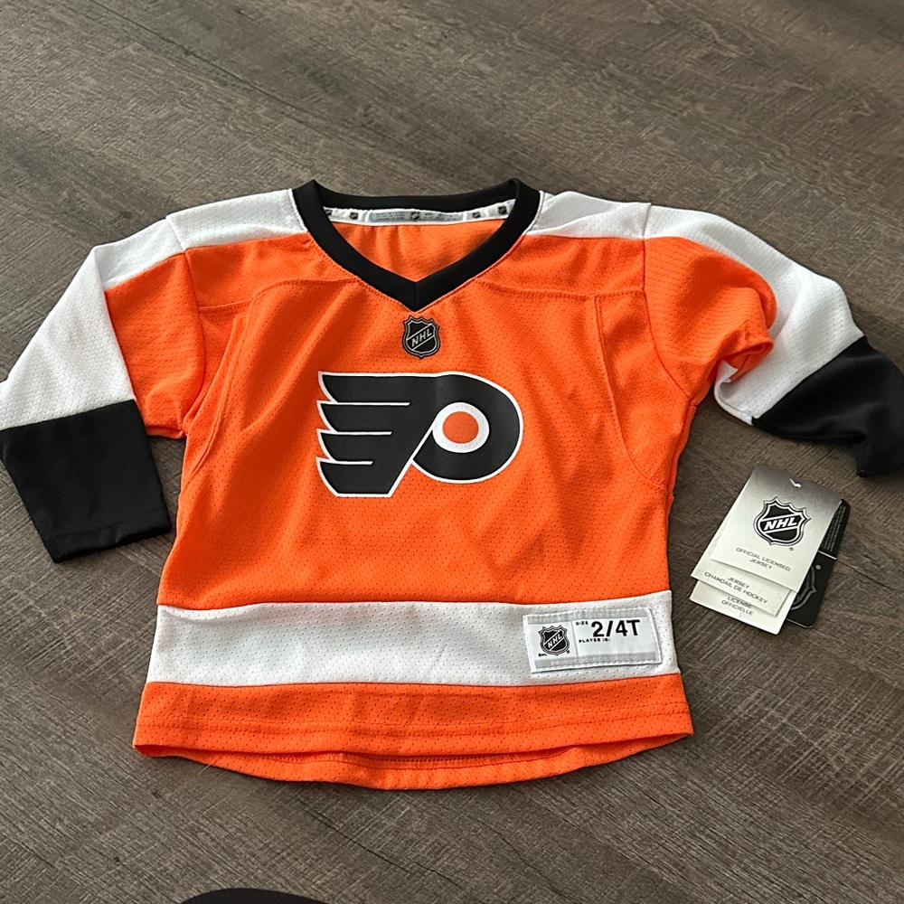 Kids Orange and Black NHL Flyers Team Jersey